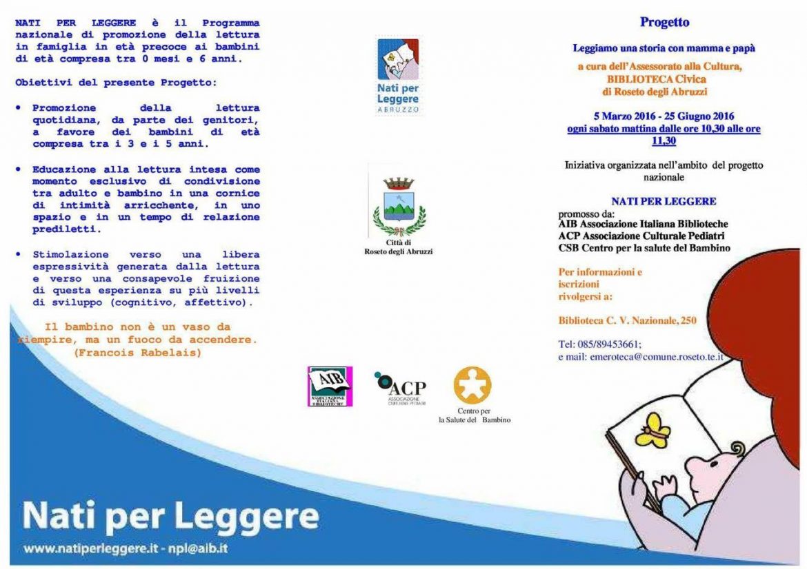 Leggiamo una storia con mamma e papà – Nati per Leggere – Roseto degli Abruzzi (Te)| Mamma, dove mi porti? Abruzzo e dintorni