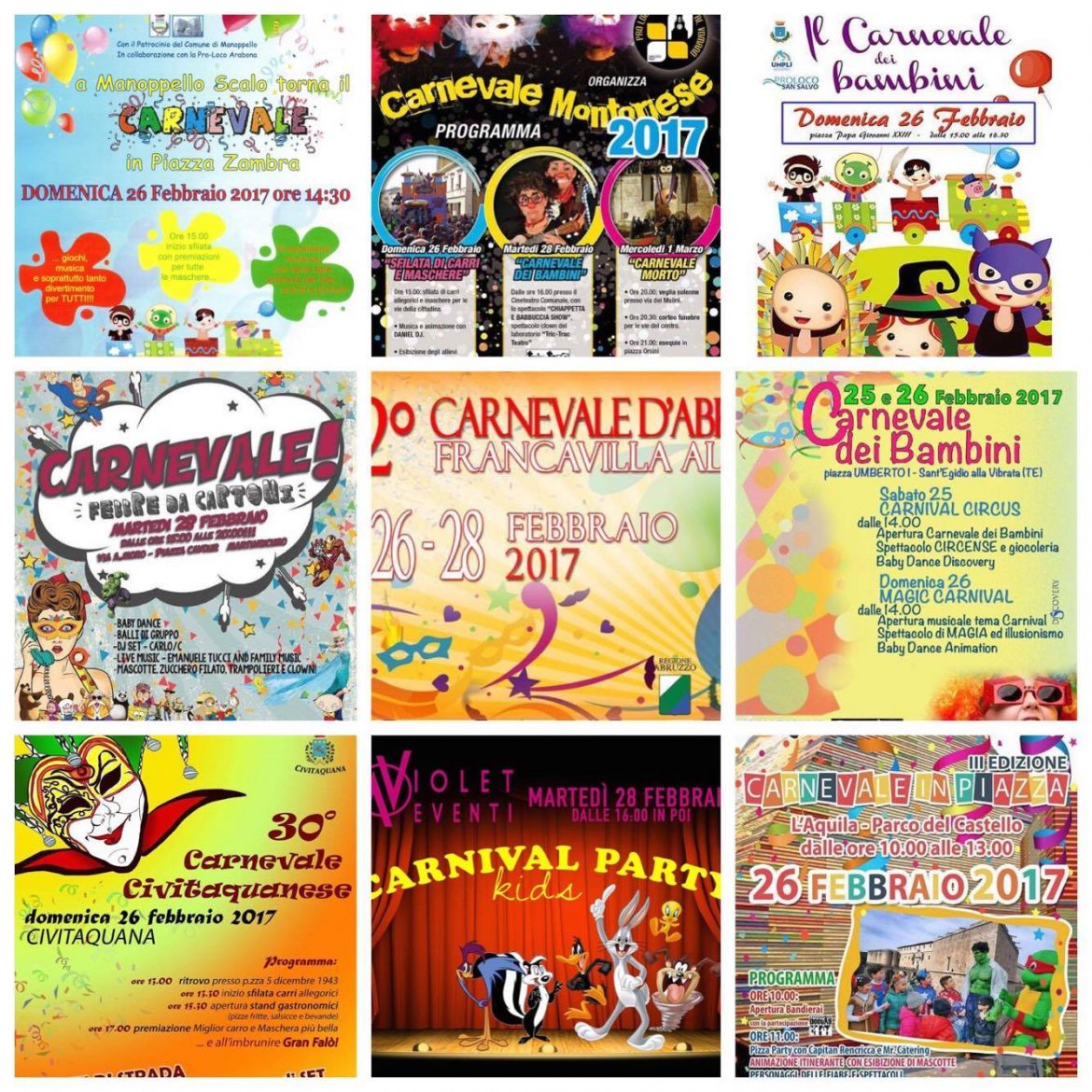Carnevale 2017 dove festeggiare in Abruzzo