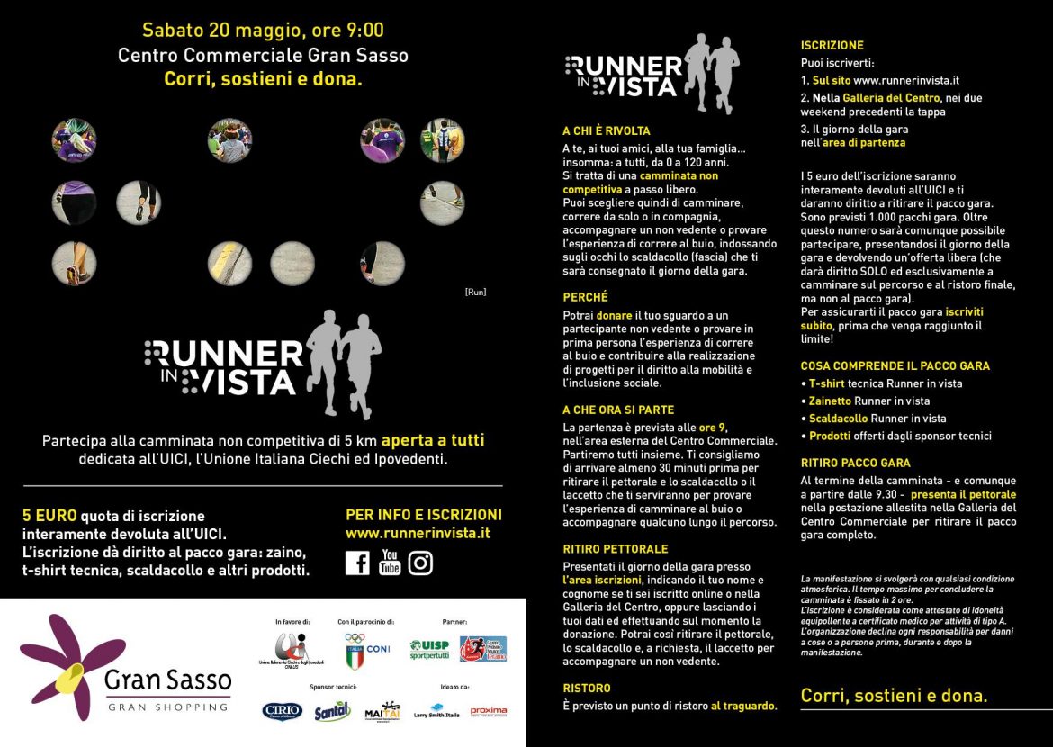 Runner in Vista Camminata non Competitiva per vedenti e non al Centro Commerciale Gran Sasso di Teramo