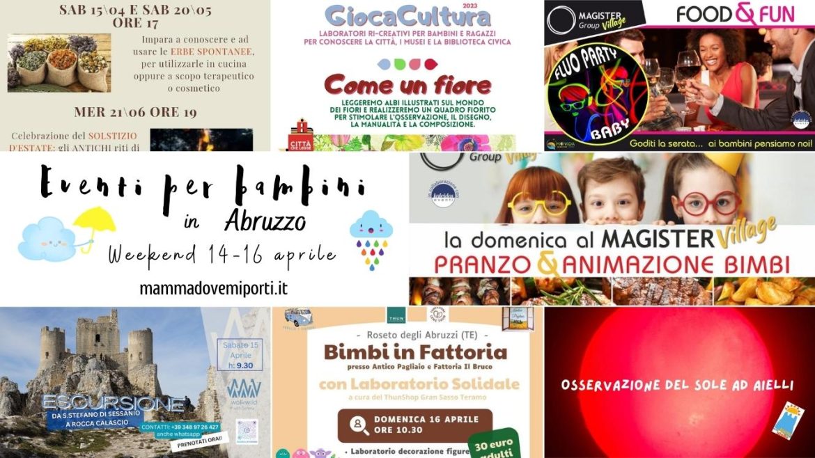Eventi per bambini in Abruzzo weekend 14-16 aprile 2023