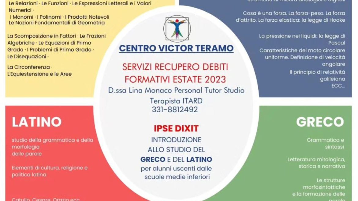 Recupero Debiti Formativi Estate 2023 a Teramo 