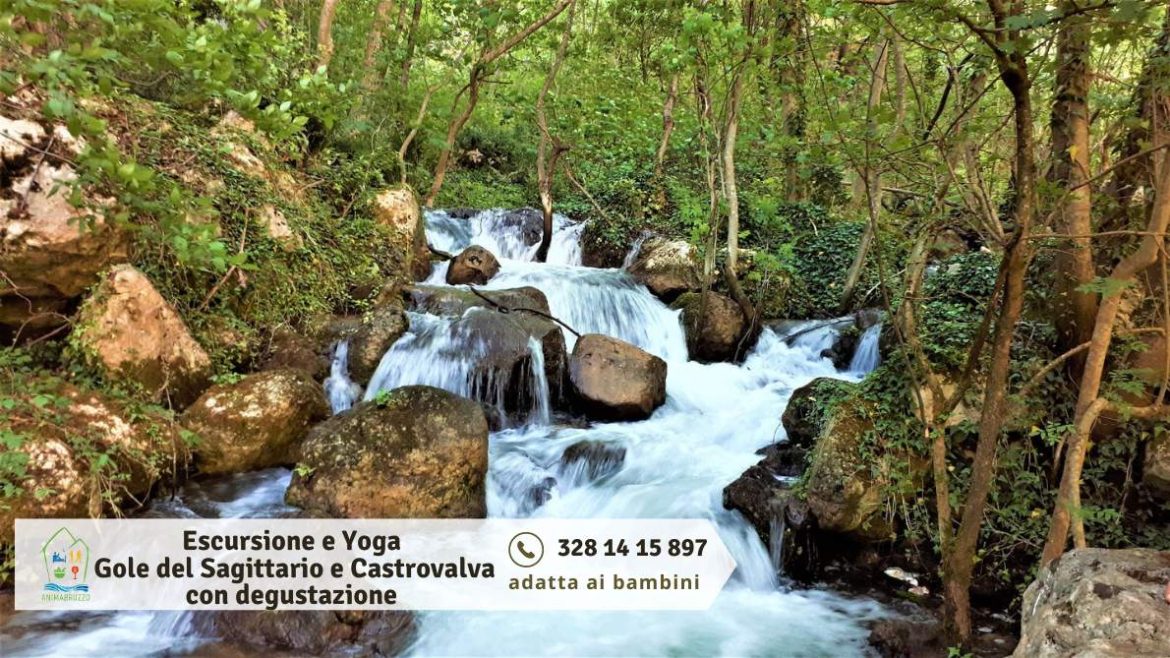 Escursione e yoga Gole del Sagittario e Castrovalva adatta ai bambini