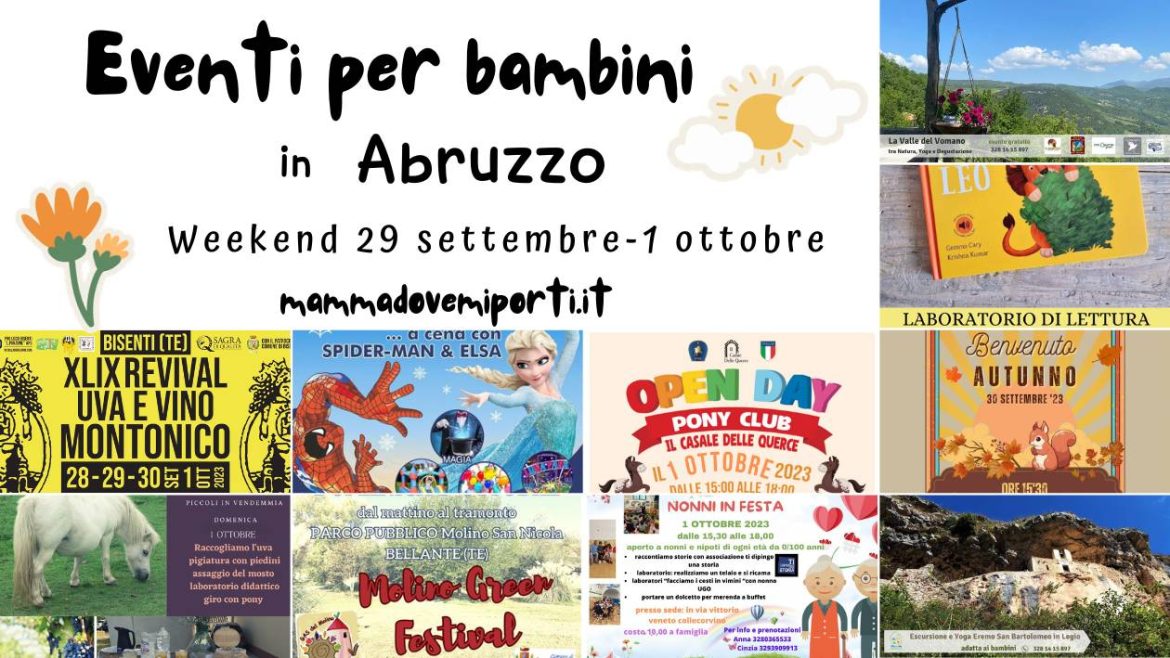 Eventi per bambini in Abruzzo weekend 29 settembre-1 ottobre 2023
