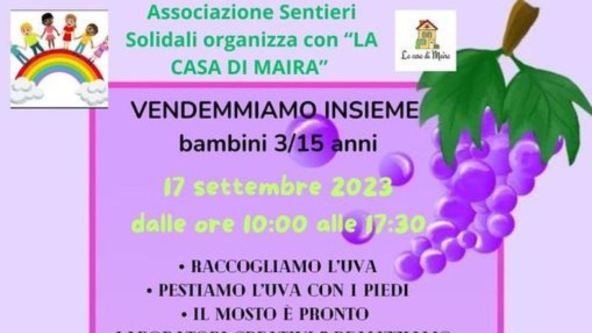 Vendemmia per i bambini a Catignano raccolta e pigiatura uva