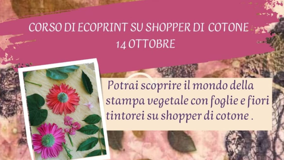 Corso di Ecoprint su shopper di cotone ad Appignano