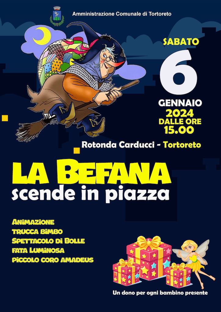 La Befana scende in piazza a Tortoreto animazione, spettacolo e concerto