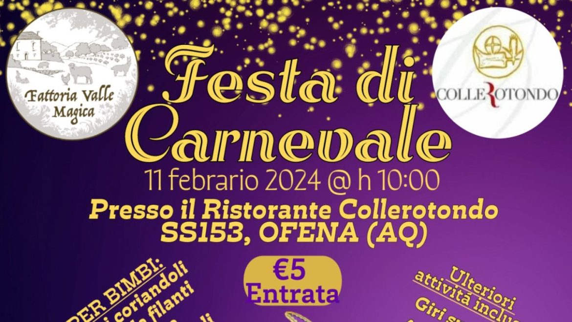 Festa di Carnevale a Ofena con gli animali, giochi e maschere
