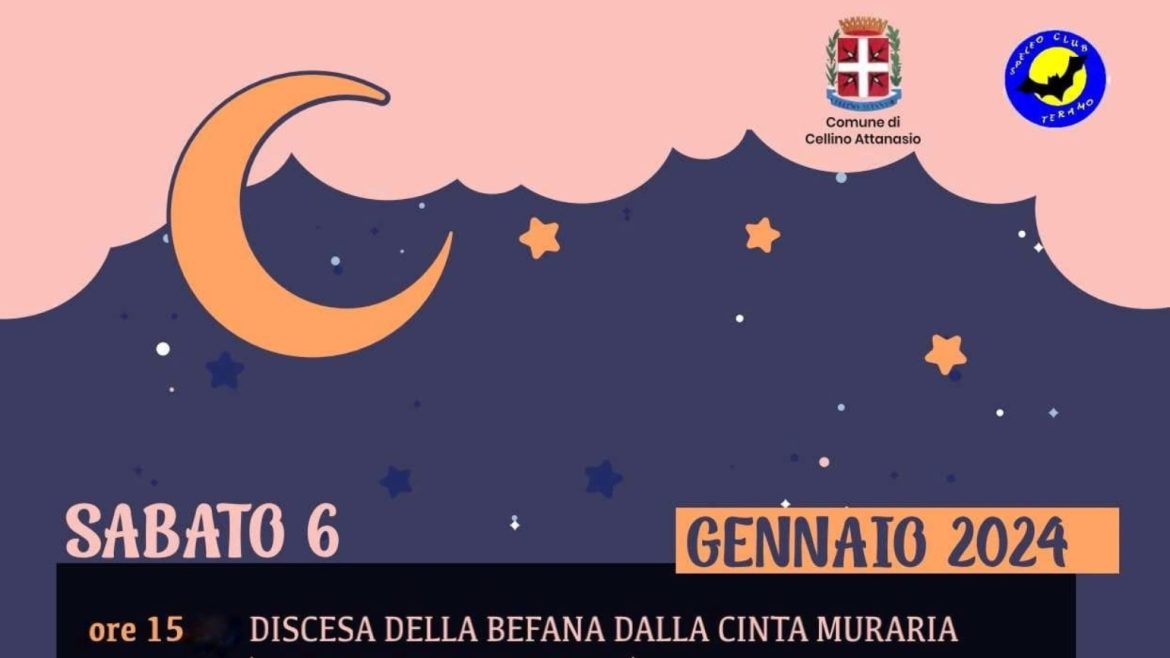 La Befana a Cellino Attanasio scende dalla cinta muraria