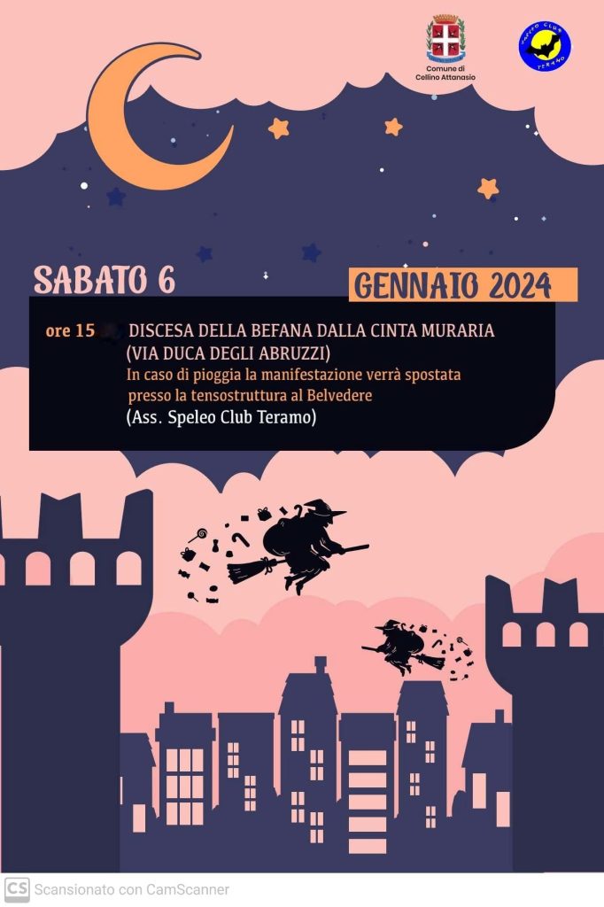 La Befana a Cellino Attanasio scende dalla cinta muraria