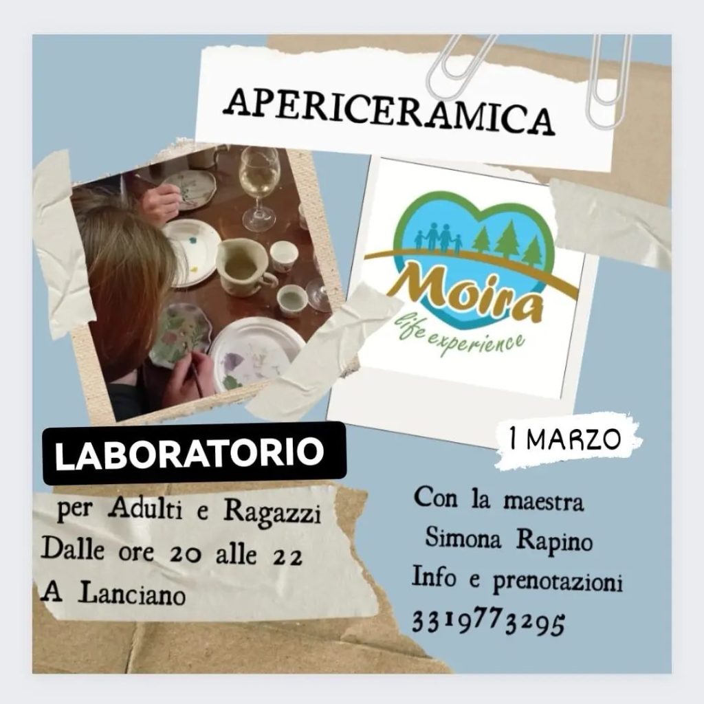 Laboratorio di ceramica e aperitivo a Lanciano di Moira Life Experience