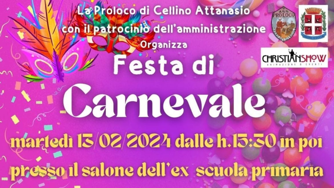 Festa di Carnevale a Cellino Attanasio con animazione e merenda
