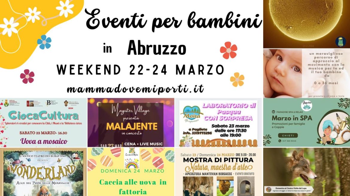 Eventi per bambini in Abruzzo weekend 22-24 marzo 2024