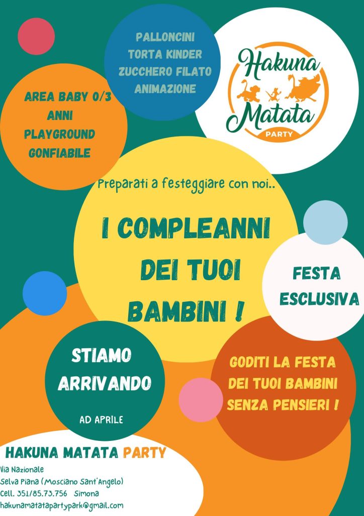 Hakuna Matata Party Park a Mosciano Sant'Angelo nuova sala feste per compleanni