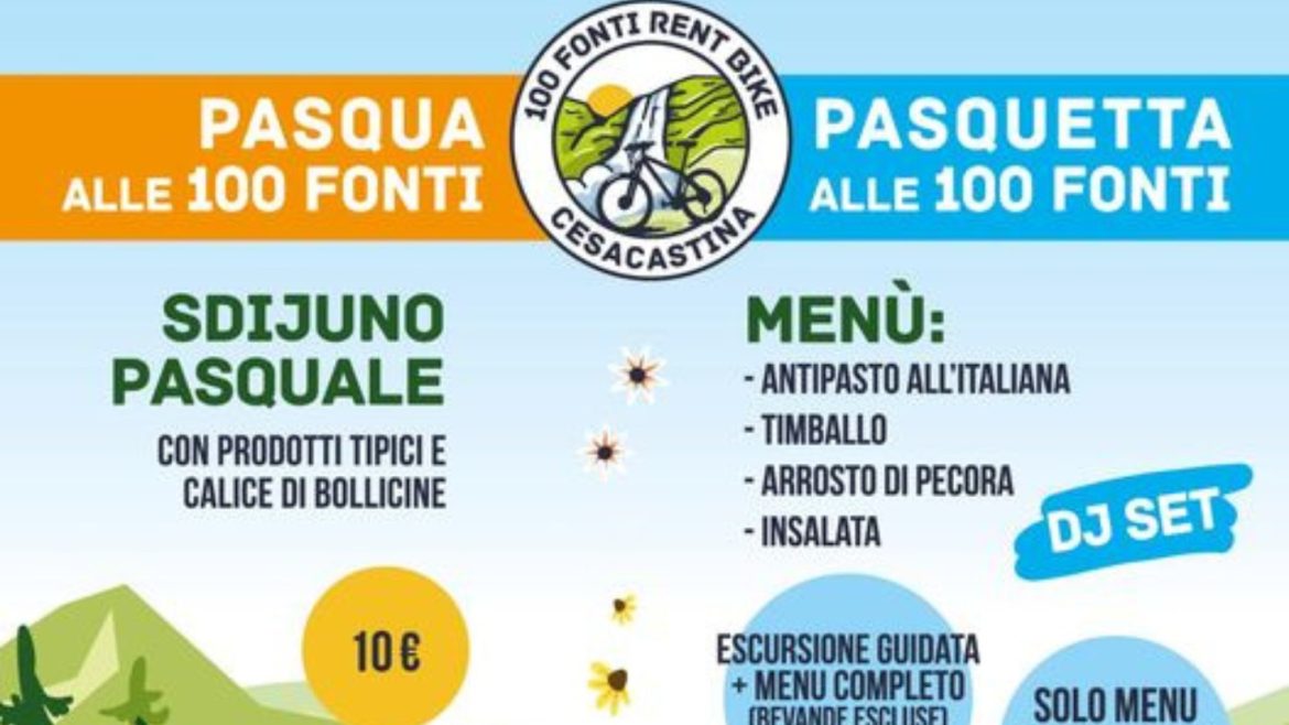 Pasqua e Pasquetta in montagna da 100 Fonti Rent Bike con sdjiuno, escursione e prodotti tipici