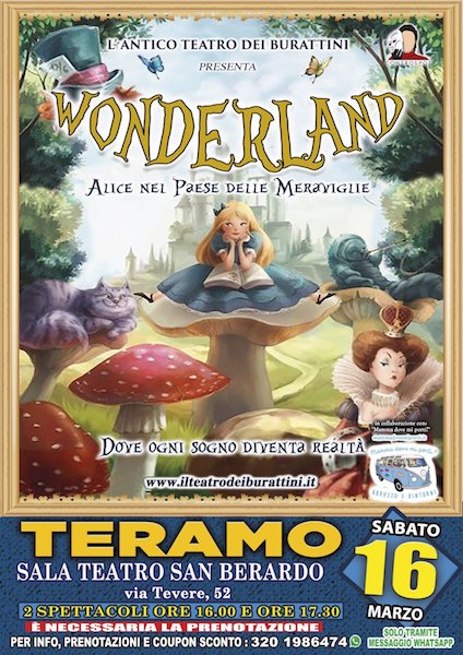 Teatro dei burattini a Teramo con WonderLand Alice nel paese delle Meraviglie