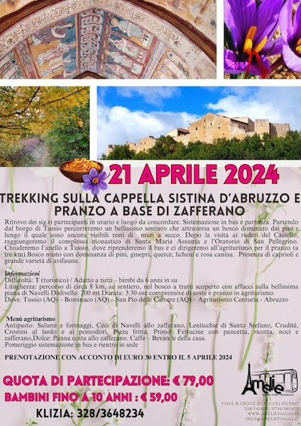 Trekking alla Cappella Sistina d'Abruzzo e pranzo a base di zafferano