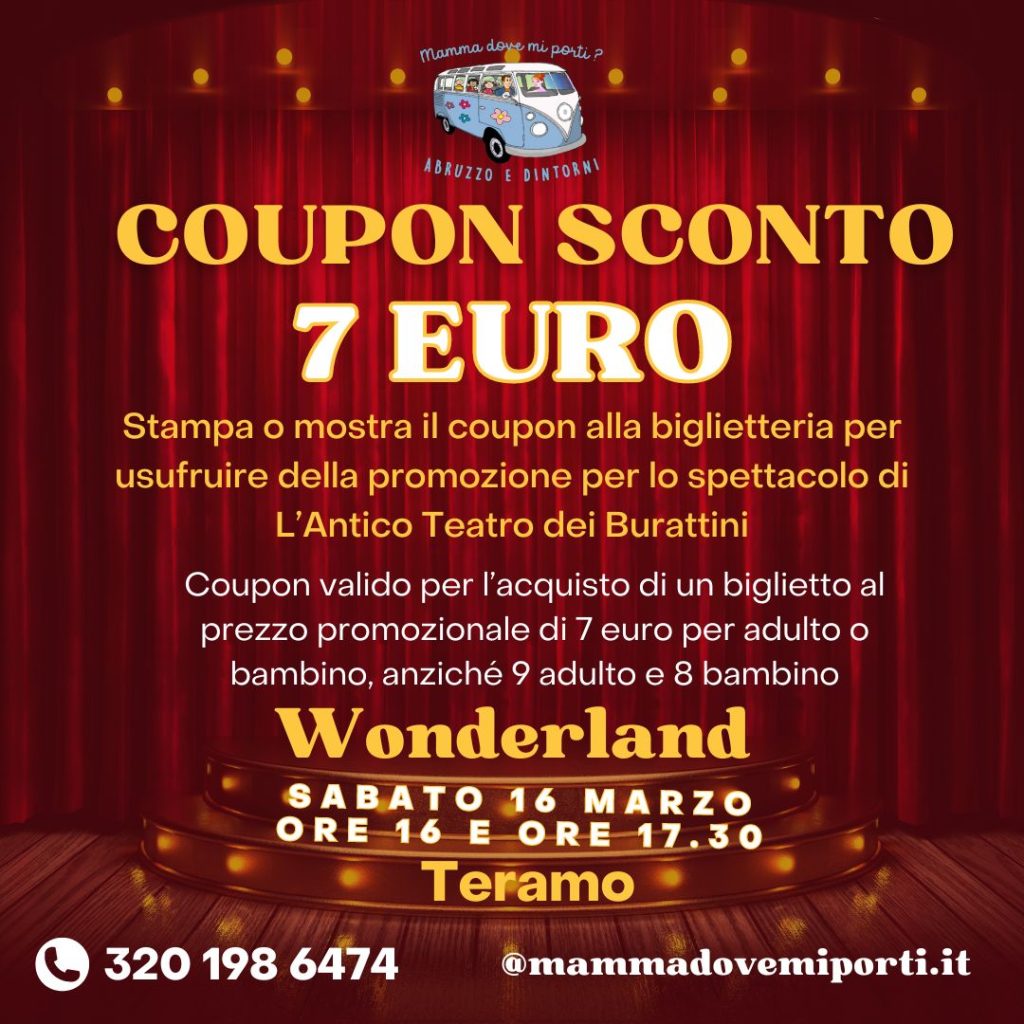 coupon sconto Teatro dei burattini a Teramo con WonderLand Alice nel paese delle Meraviglie