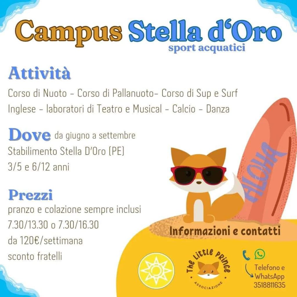 Campus estivo Stella d'Oro con sport acquatici a Pescara