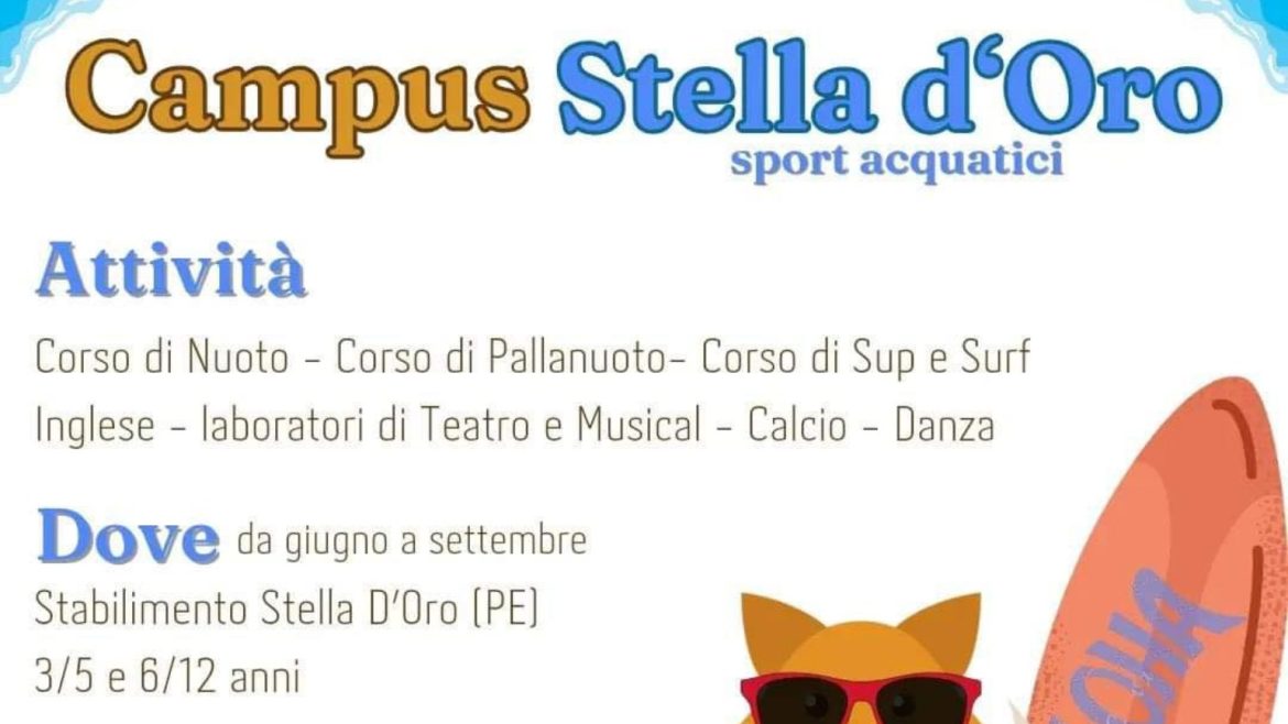 Campus estivo Stella d’Oro con sport acquatici a Pescara