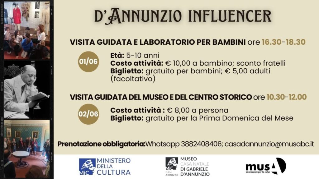 Weekend al Museo D'annunzio con visite guidate e laboratorio