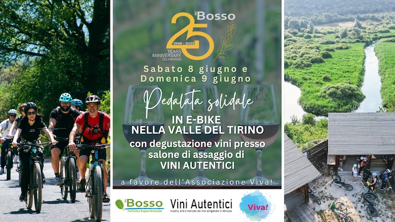 Pedalata solidale in e-bike nella Valle del Tirino con degustazione di vini