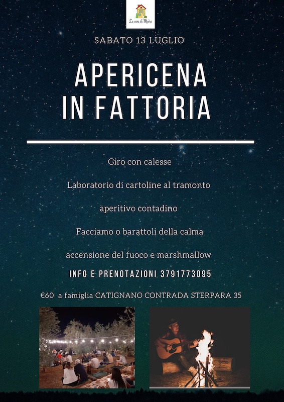Apericena in Fattoria a Catignano calesse, laboratorio, aperitivo e marshmallow