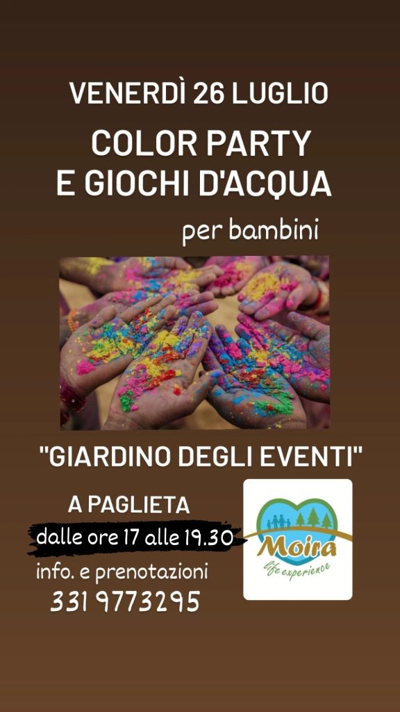 Color Party e giochi d'acqua a Paglieta nel Giardino degli eventi
