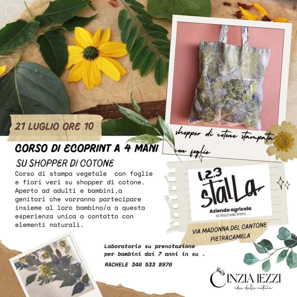Corso di Ecoprint su shopper a Pietracamela per adulti e bambini