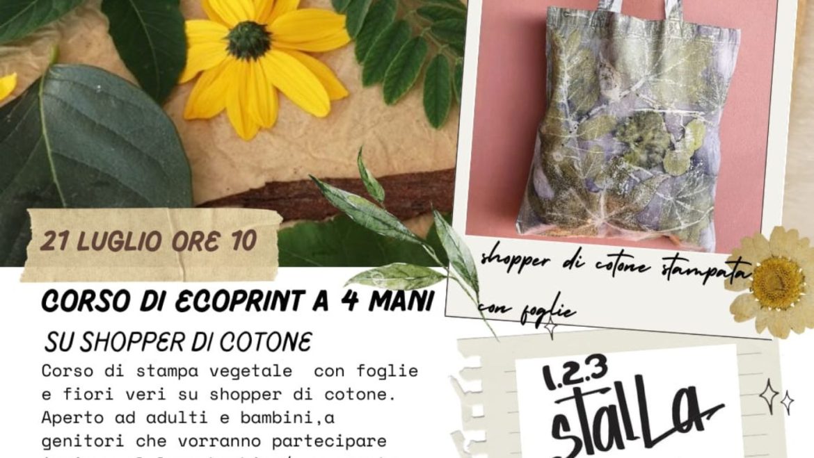 Corso di Ecoprint su shopper a Pietracamela per adulti e bambini