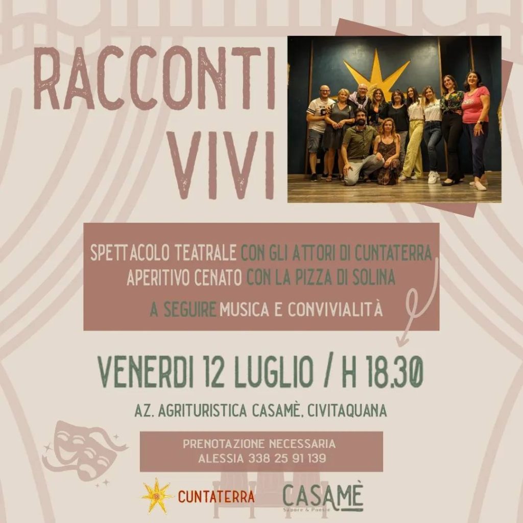 Spettacolo teatrale a Civitaquana con aperitivo finale e musica