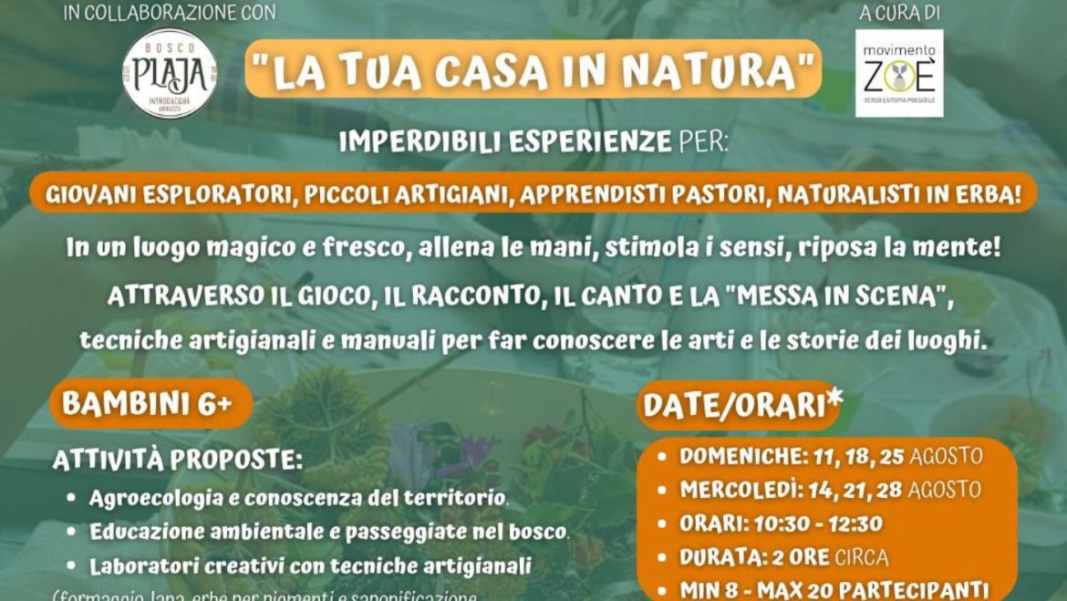 Attività nel bosco e campo estivo a Introdacqua da Bosco Plaja