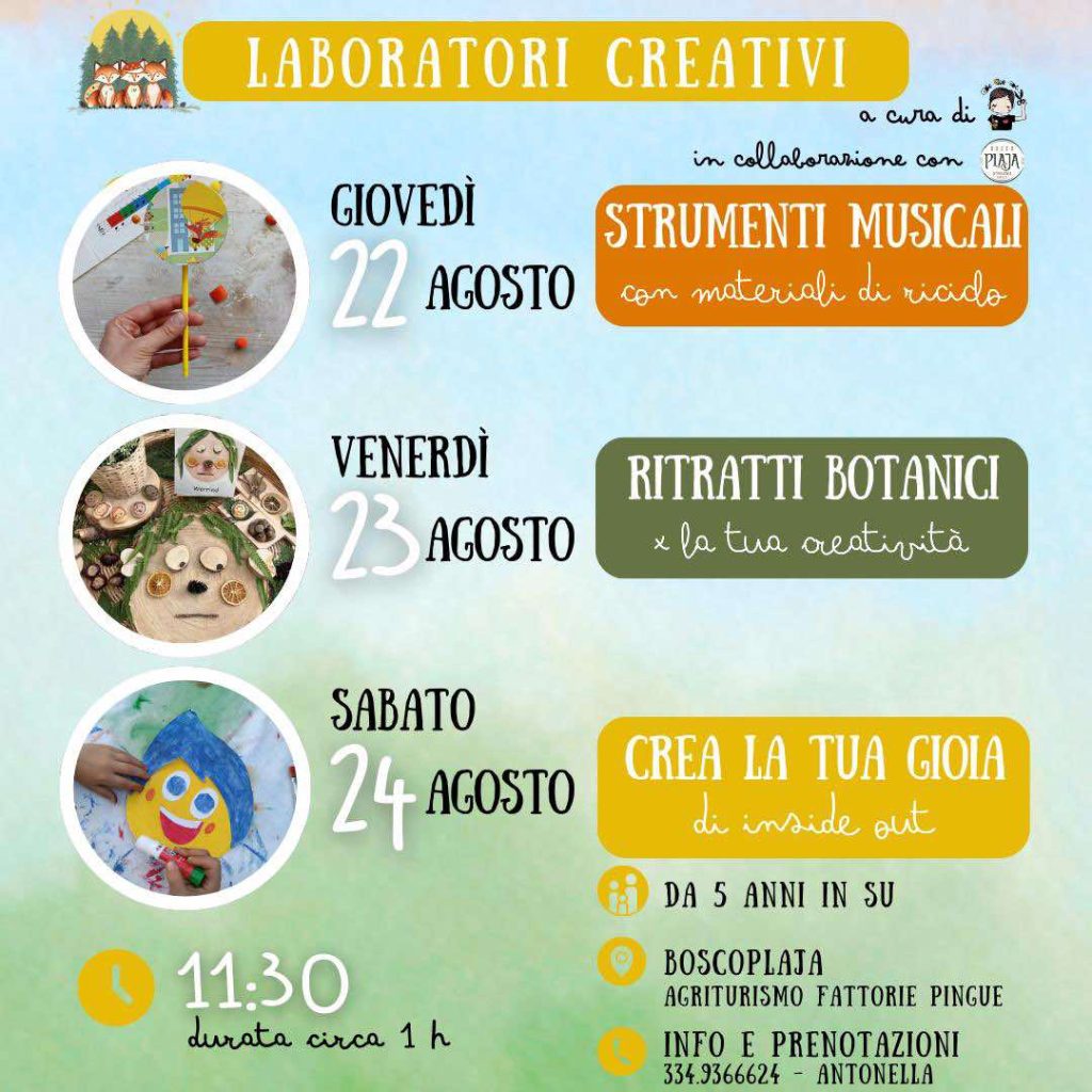 Laboratori creativi per bambini a Introdacqua da Bosco Plaja