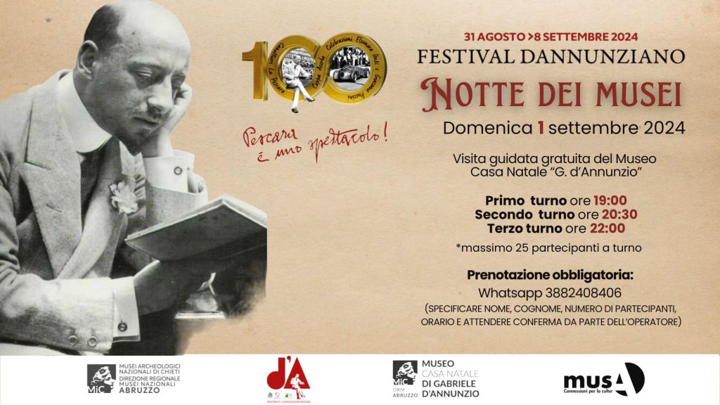 Notte dei Musei a Pescara per il Festival Dannunziano visite guidate gratuite