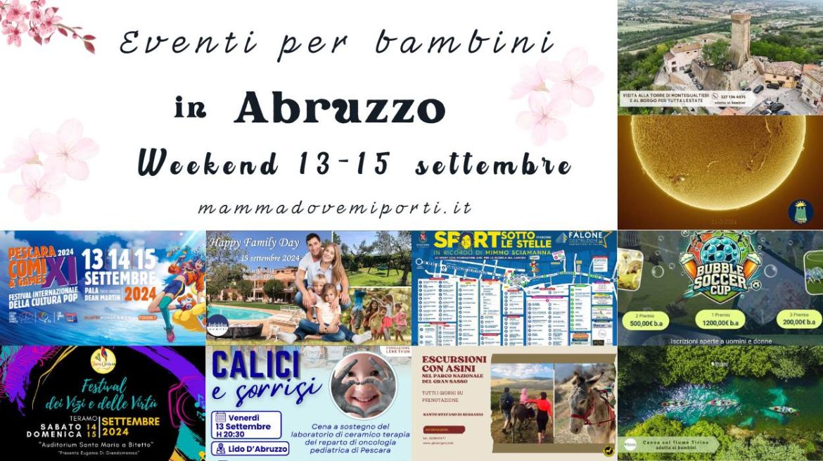 Eventi per bambini in Abruzzo weekend 13-15 settembre 2024