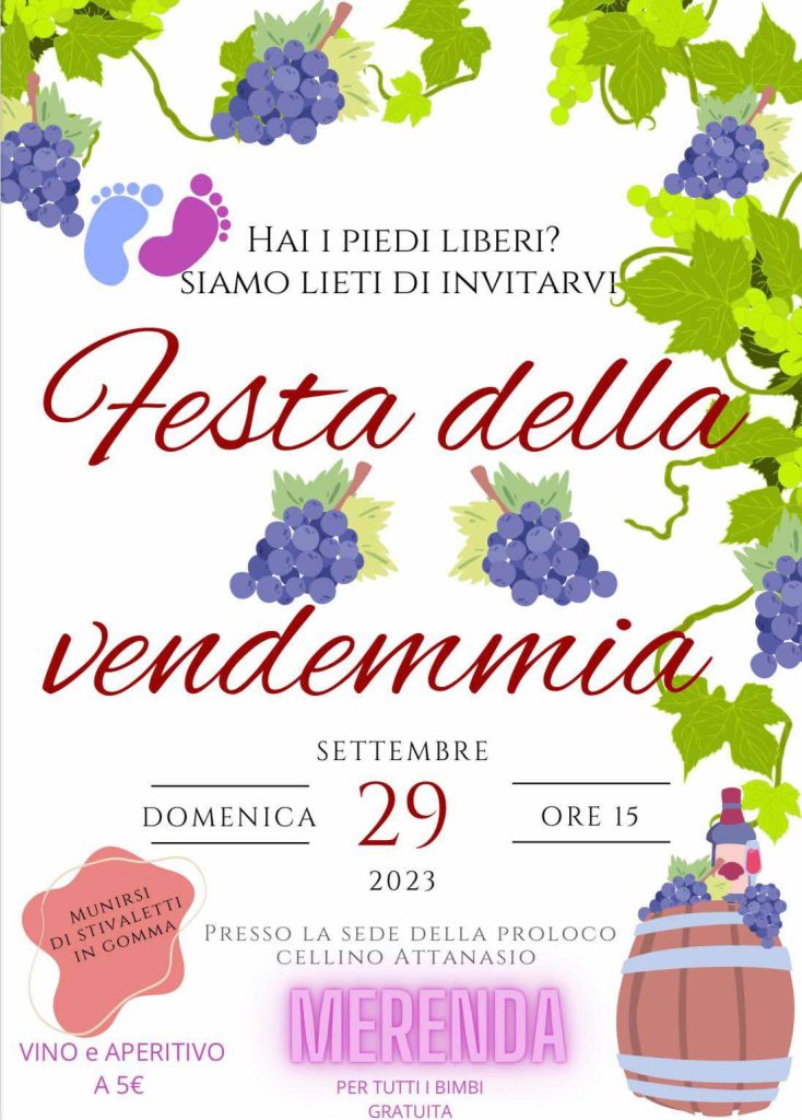 Festa della Vendemmia a Cellino Attanasio pigiatura e merenda