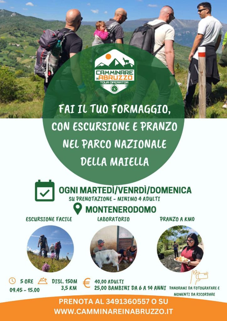 Laboratorio di formaggio, escursione e pranzo a Montenerodomo