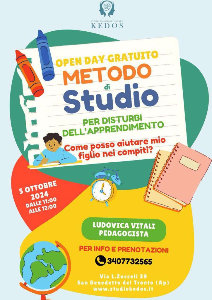 Open Day gratuito a San Benedetto del Tronto Metodo di Studio per disturbi dell'apprendimento