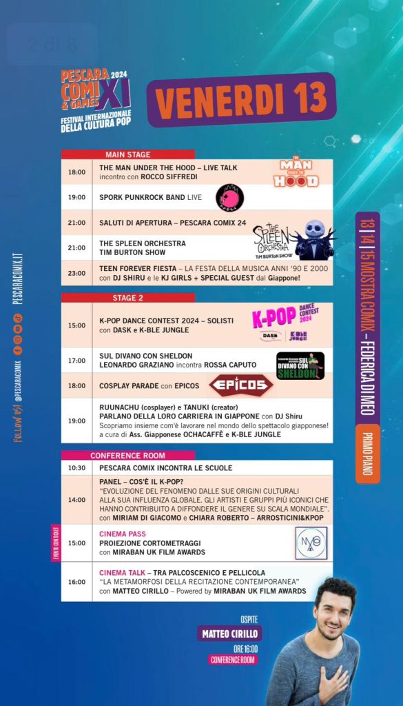 Programma Pescara Comix and Games venerdì 13