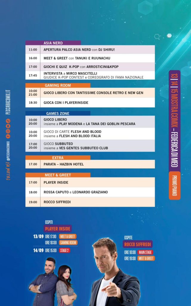 Programma venerdì 13 Pescara Comix and Games