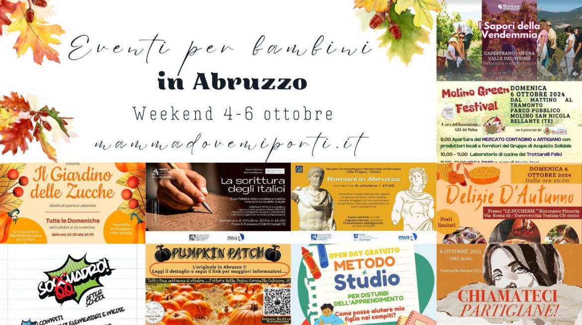 Eventi per bambini in Abruzzo weekend 4-6 ottobre 2024