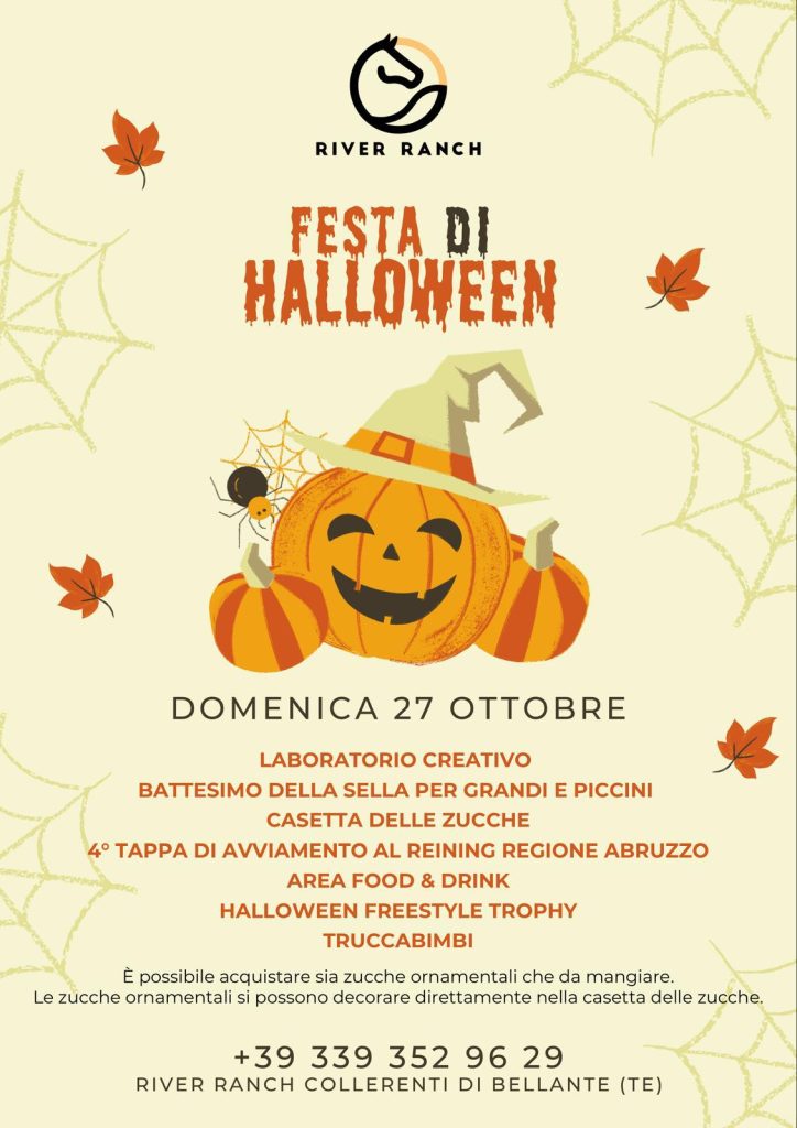 Festa di Halloween a Bellante al Maneggio River Ranch zucche, laboratori e battesimo della sella