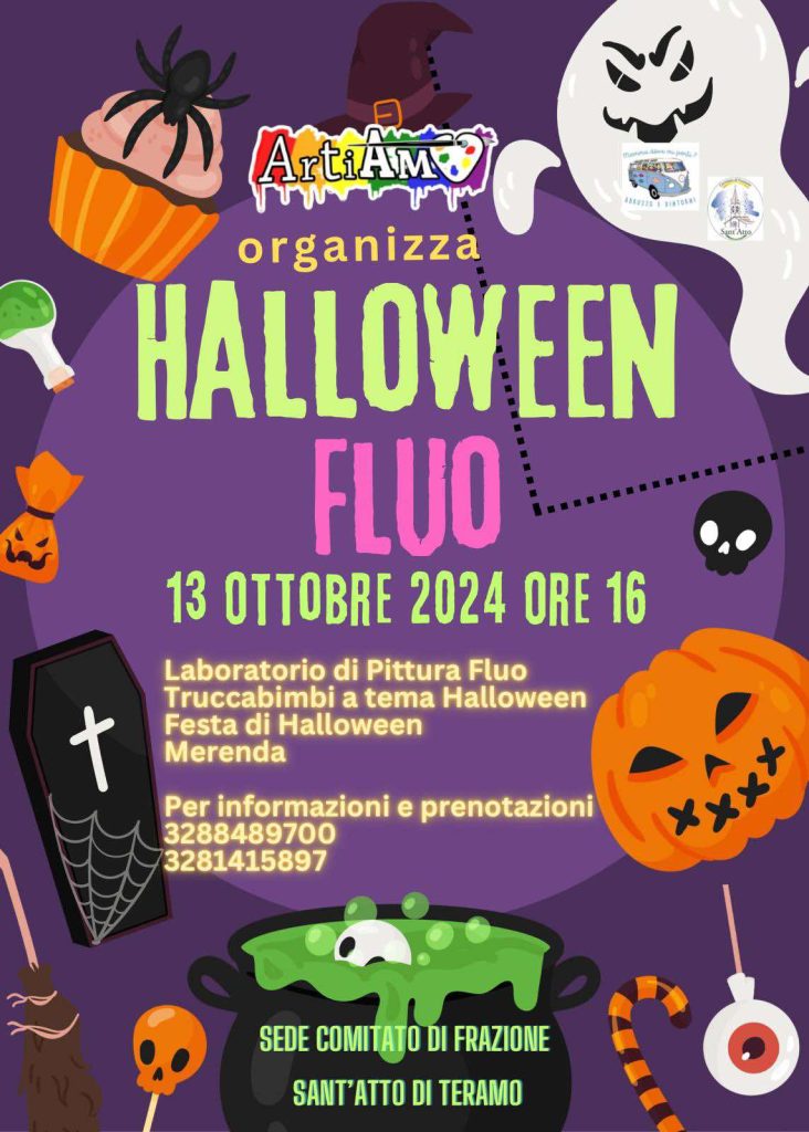Halloween Fluo a Teramo pittura, truccabimbi, merenda