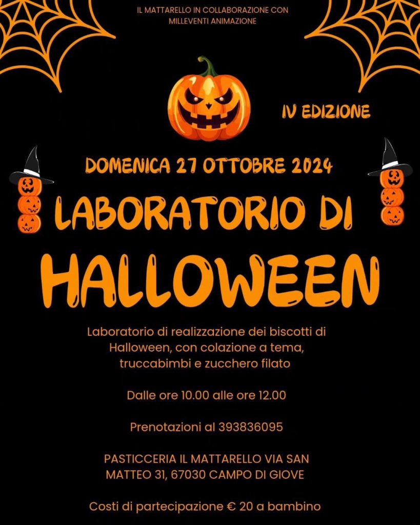Laboratorio di pasticceria di Halloween a Campo di Giove da Il Mattarello