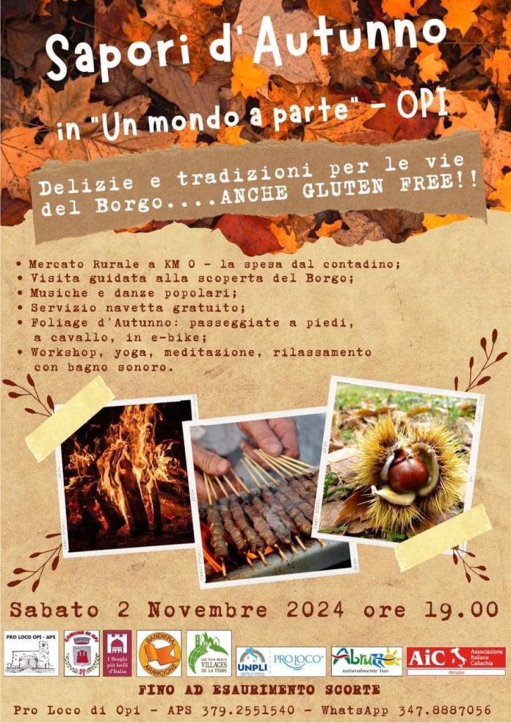 Sapori d'Autunno 2024 a Opi escursioni, musica, laboratori e stand