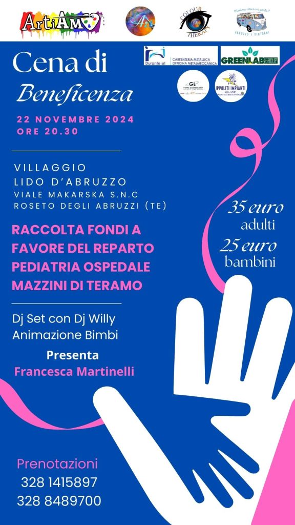Cena Spettacolo di Beneficenza a favore del Reparto Pediatria Ospedale Mazzini di Teramo