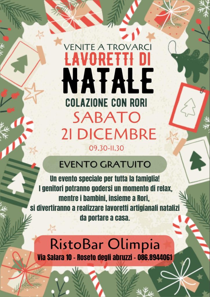 Lavoretti di Natale a colazione a Roseto degli Abruzzi da Ristobar Olimpia