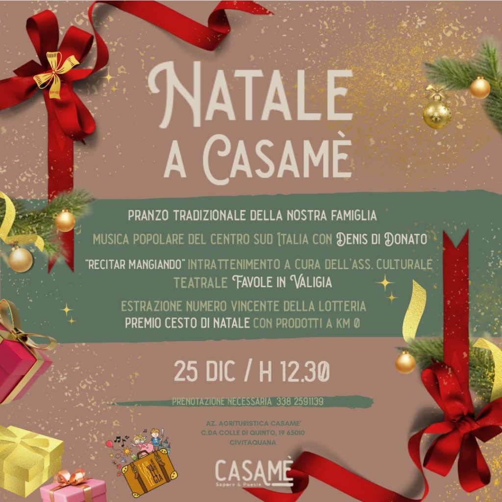Natale a Civitaquana in agriturismo da Casamè tradizione, favole e lotteria