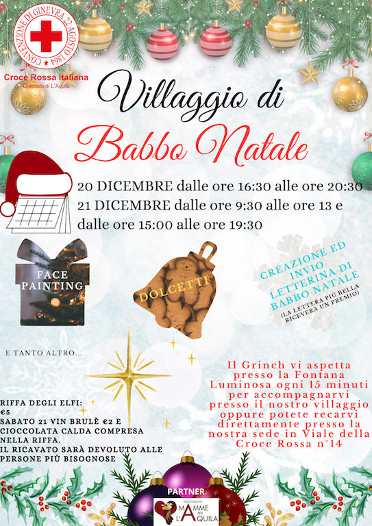 Villaggio di Babbo Natale a L’Aquila con la Croce Rossa