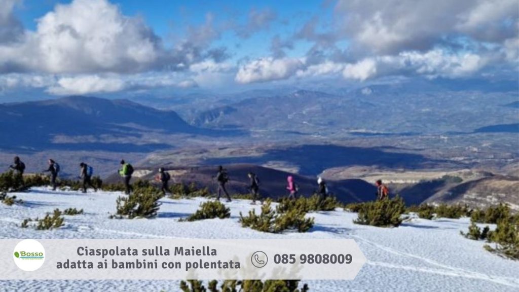 Ciaspolata sulla Maiella adatta ai bambini con polentata