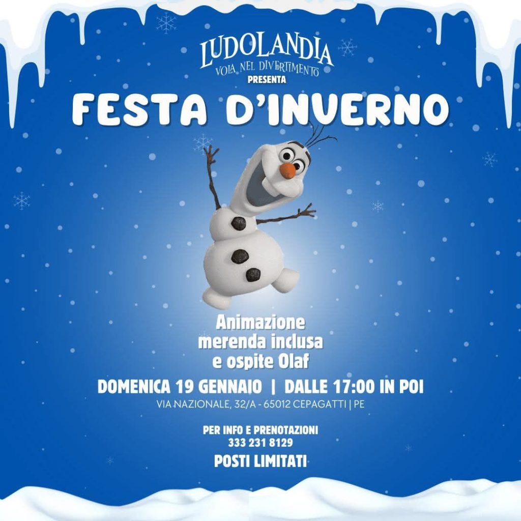 Festa d'Inverno a Cepagatti da Ludolandia animazione, merenda e Olaf